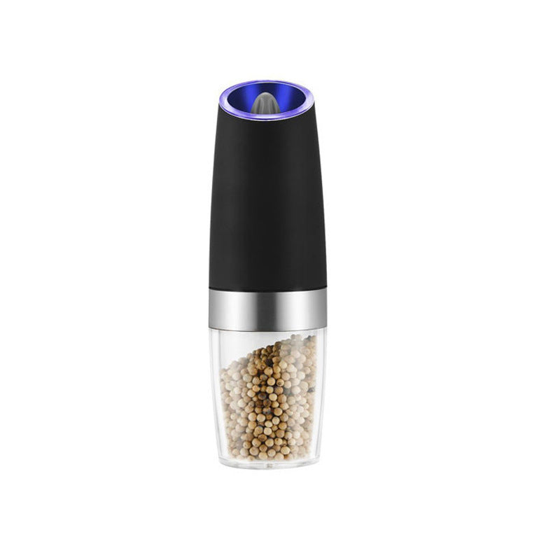 Electric Gravity Pepper Grinder Salt Mill Adjustable Coarseness Automatic Pepper Mill Grinder Battery Powered with Blue Light