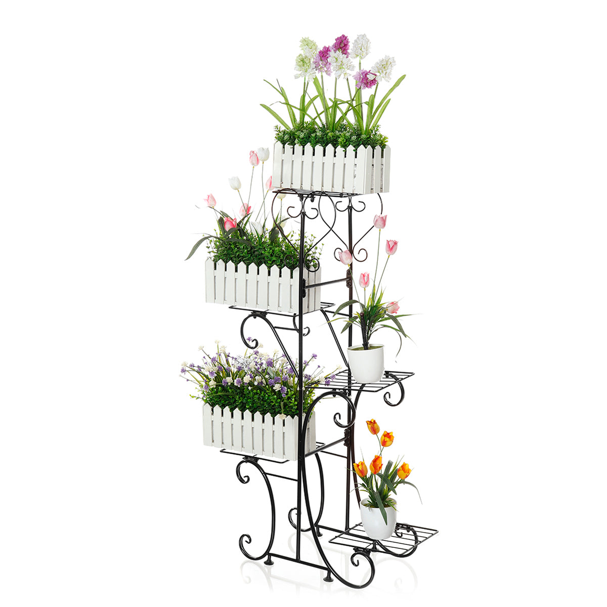 5 Tier Metal Plant Stand & Flower Pot Holder Garden Home Office Indoor Outdoor