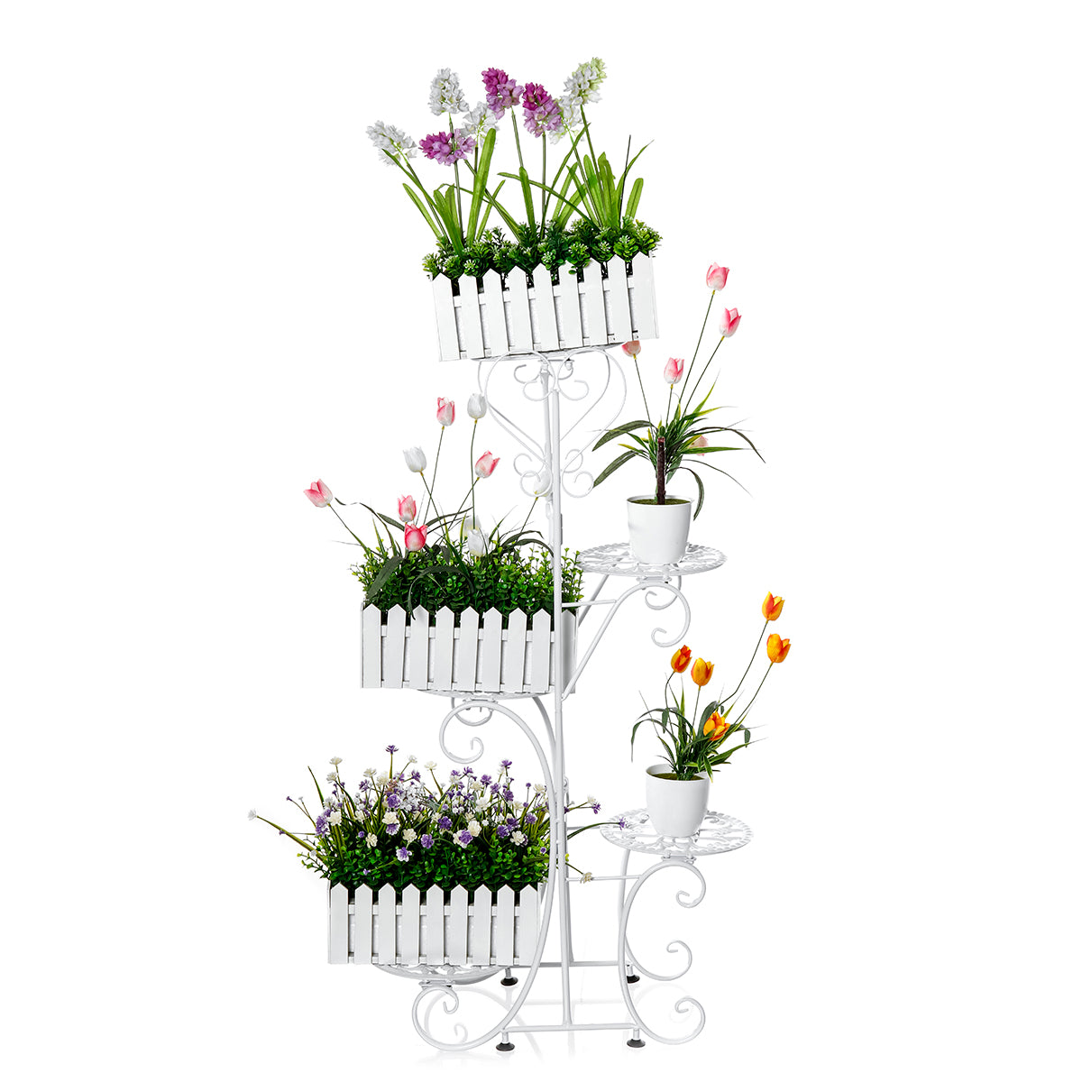 5 Tier Metal Plant Stand & Flower Pot Holder Garden Home Office Indoor Outdoor