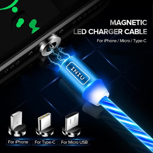 LED Magnetic USB Phone Cable Micro Type C Charger Fast Charging Magnet Charge Cord