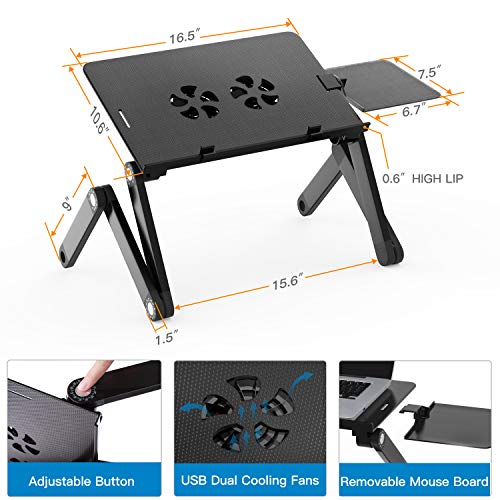 Flexible Ergonomic Laptop stand with 2 Cooling CPU, and a Mouse Tray