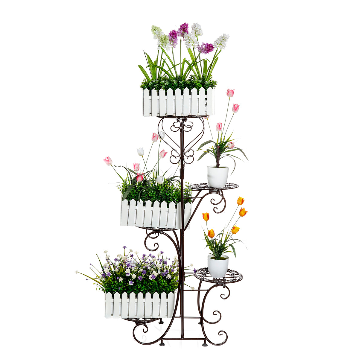 5 Tier Metal Plant Stand & Flower Pot Holder Garden Home Office Indoor Outdoor