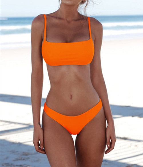 New Solid Sexy Bikini Set Women Swimming Suit Fashion Swimsuit Two-Piece Swimwear e XL Sets