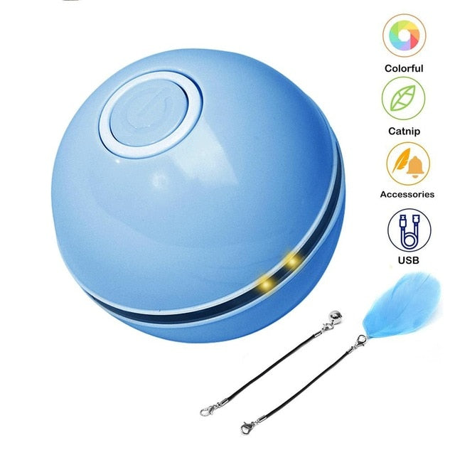 Smart Interactive Cat Toy Colorful LED Self Rotating Ball