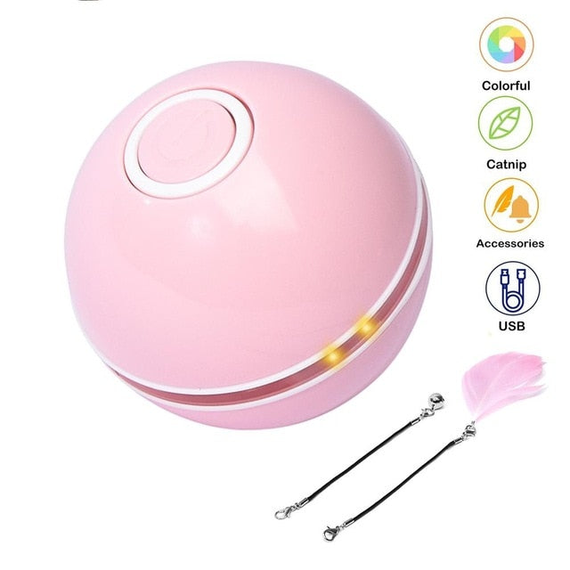 Smart Interactive Cat Toy Colorful LED Self Rotating Ball