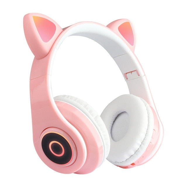 Cat Ear Foldable Headphones With LED Light