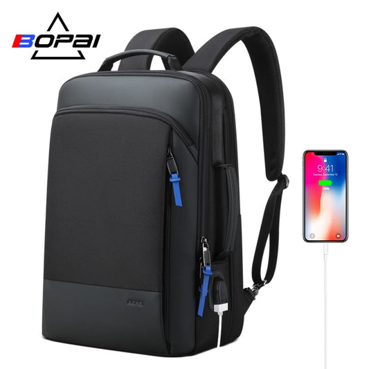 BOPAI Backpack Men Enlarge Anti Theft Business Bagpack for 15.6 Inch Laptop