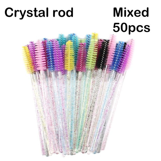 Disposable Crystal Eyelash Brush with Diamond Handle