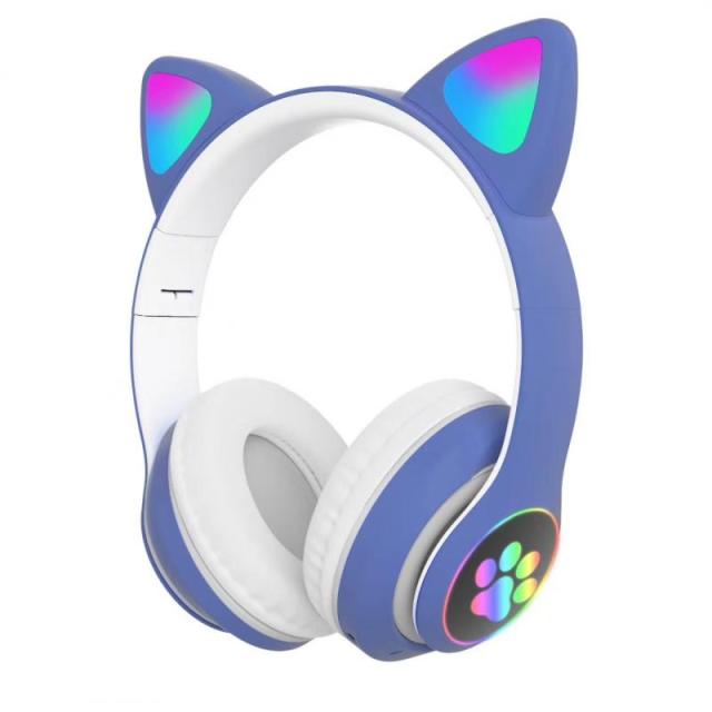 High Qulity RGB Cat Ear Headphones Bluetooth 5.0 Bass Noise Cancelling Kids Girl Headset Support TF Card With Mic Gift Brace
